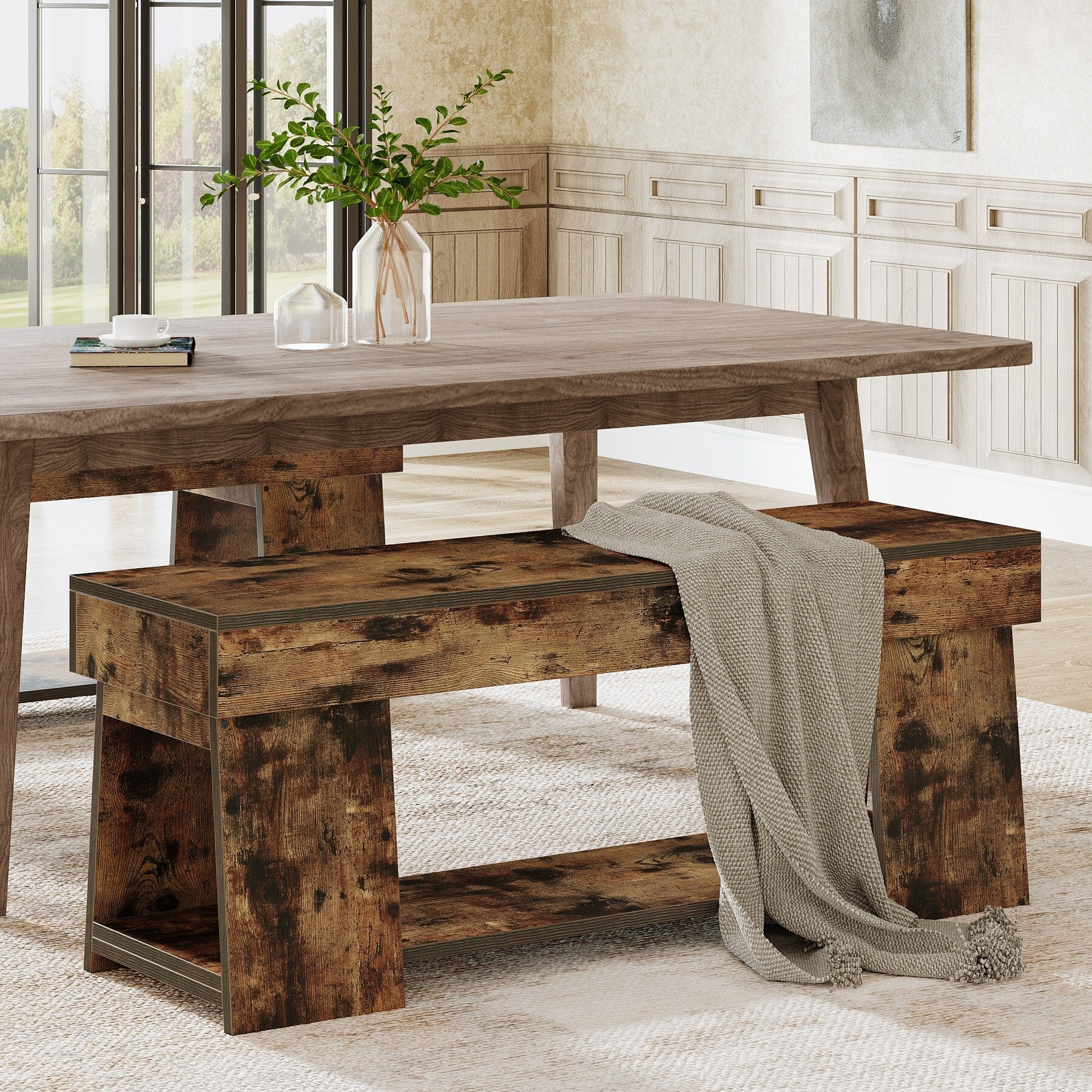 41 Wooden Dining Table Bench with Storage for Kitchen - 11.81D x 41.34W x 17.72H