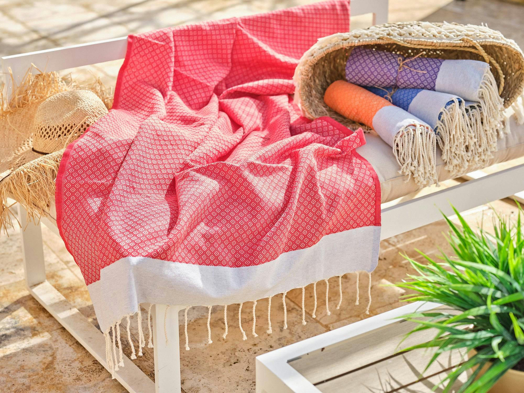 - Fouta en coton 100x200cm rouge