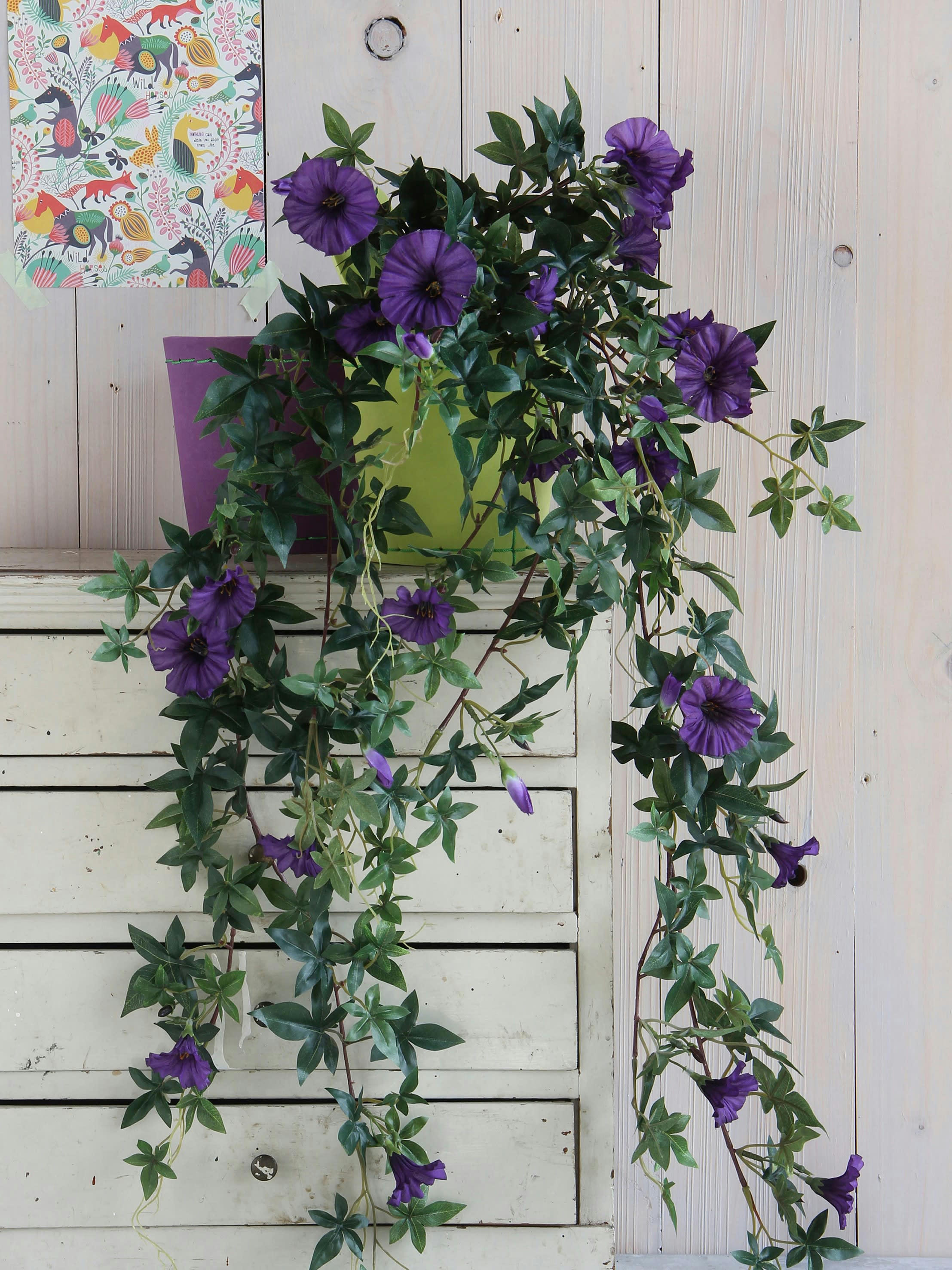 - Pétunia artificielle violet foncé en pot L50