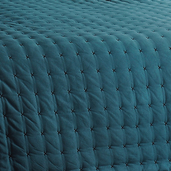 Jeté de lit matelassé et uni (250x260 cm - Bleu)