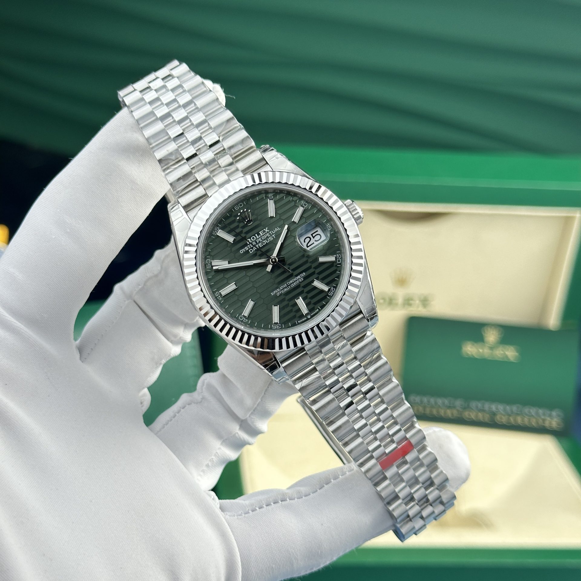 Rolex Datejust 126334 904L Steel Green Motif Dial 41mm Jub Super Clone