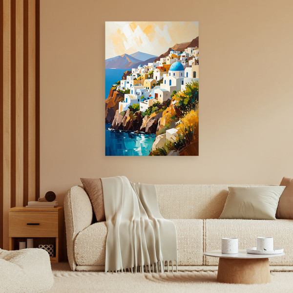Feeby Obraz nowoczesny do salonu, Santorini Grecja Pejzaż 40x60