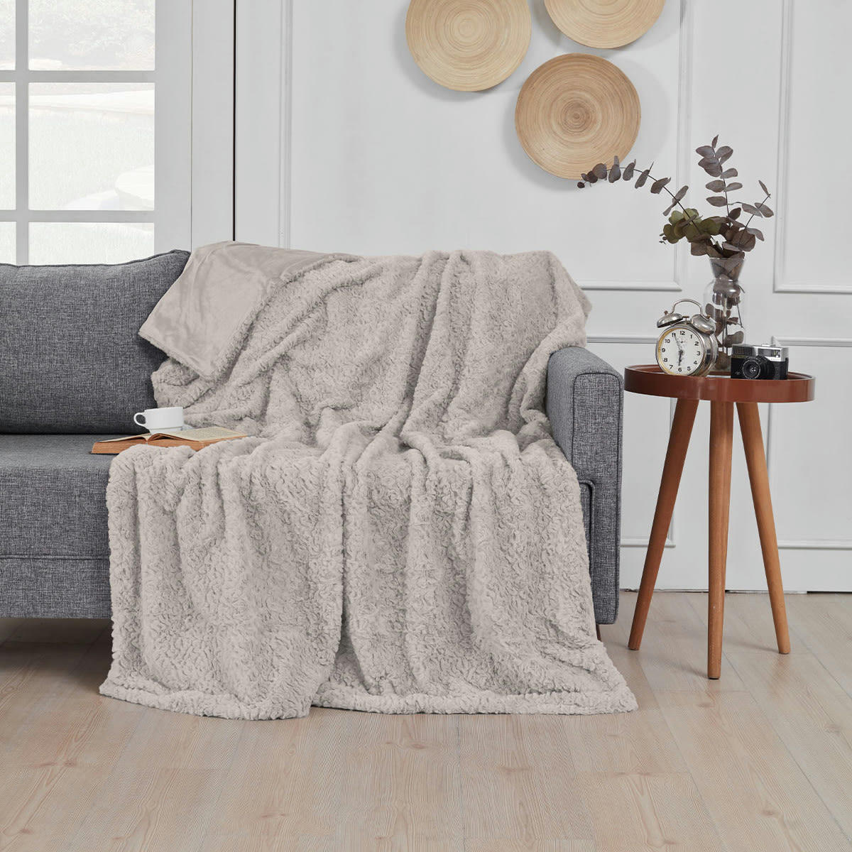 CHARME & DOUCEUR - Plaid doux & chaud  sable 130x170 cm