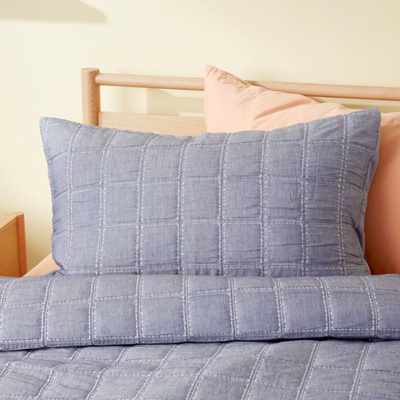 Thomas Patchwork Indigo Chambray Quilted Quilt Cover Set