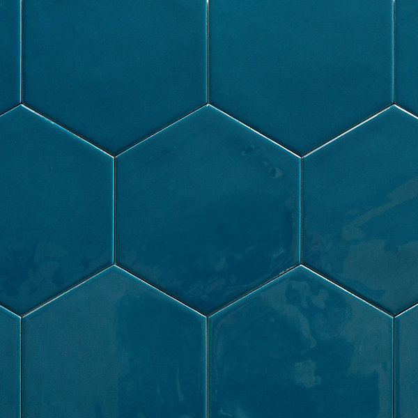Carreaux Hexagonaux en Grès Cérame Brillant. Arte Navy Blue 14x16cm