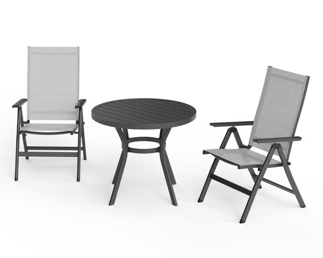 Frankie-Jette 3 Piece Chat Setting - Gunmetal Grey