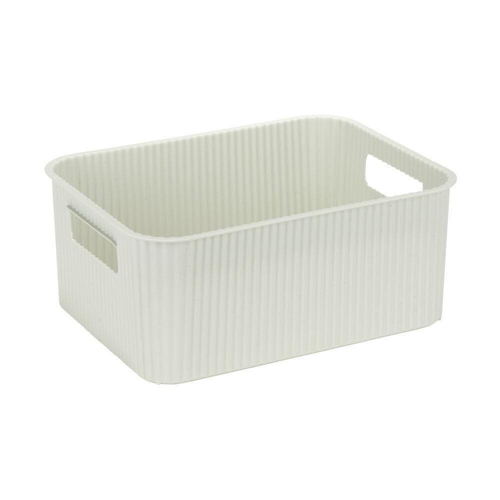 Panière de rangement 10L rectangulaire plastique blanc 35x26,5xH12,5cm