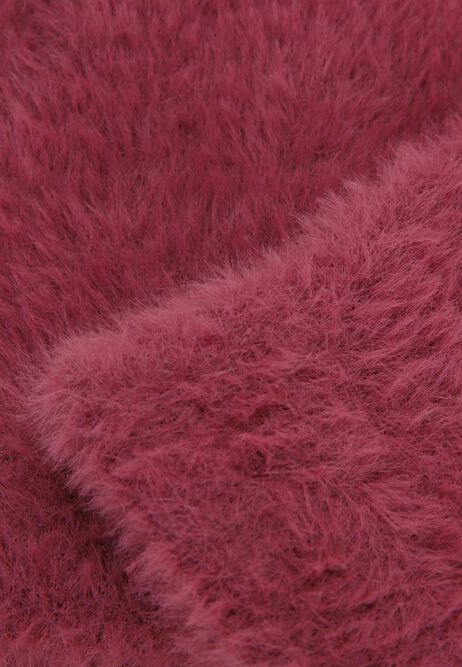 Womens Dark Pink Eyelash Knit Gloves