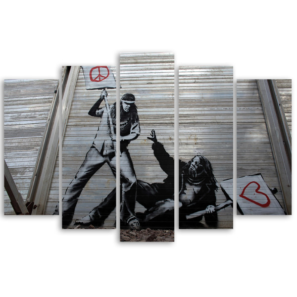 Feeby Obraz 5 częściowy na płótnie Banksy Mural Street Art