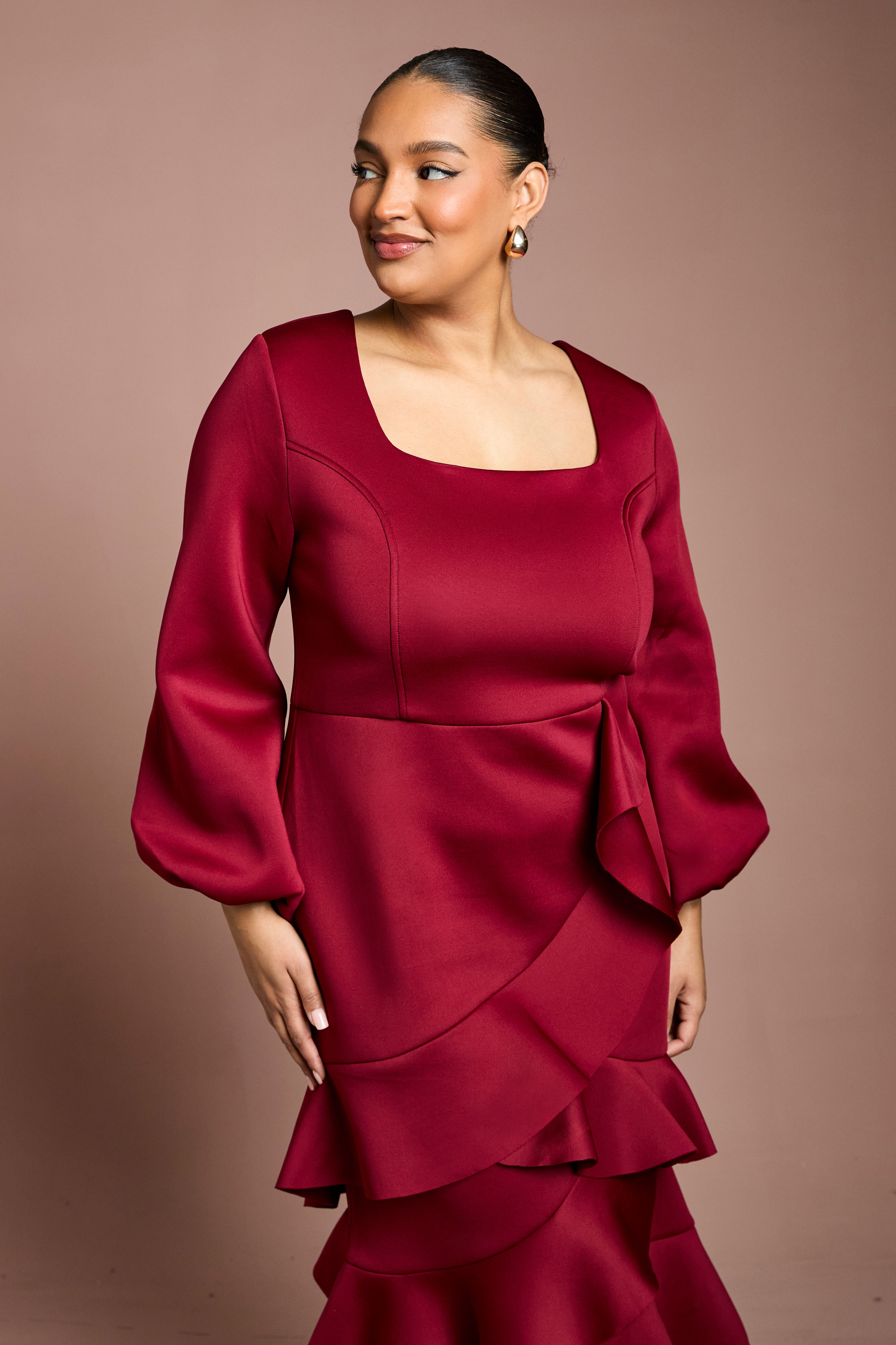 Coast Plus Scuba Midi Dress With Square Neck