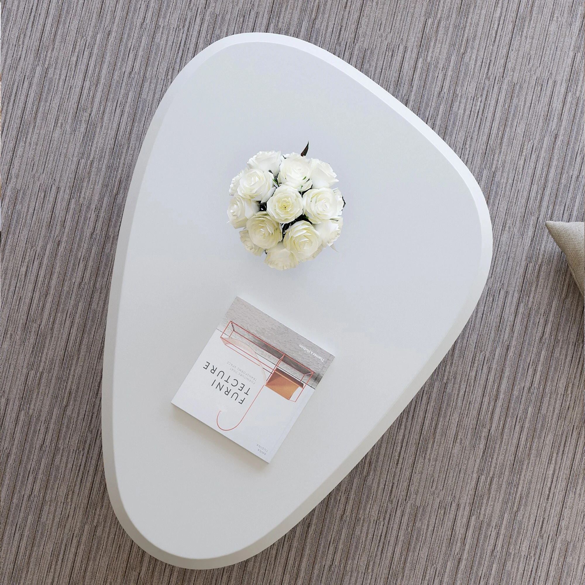 Cloud Coffee Table With 3 Ball Legs Modern Wooden Accent Center Table Unique Accent Table