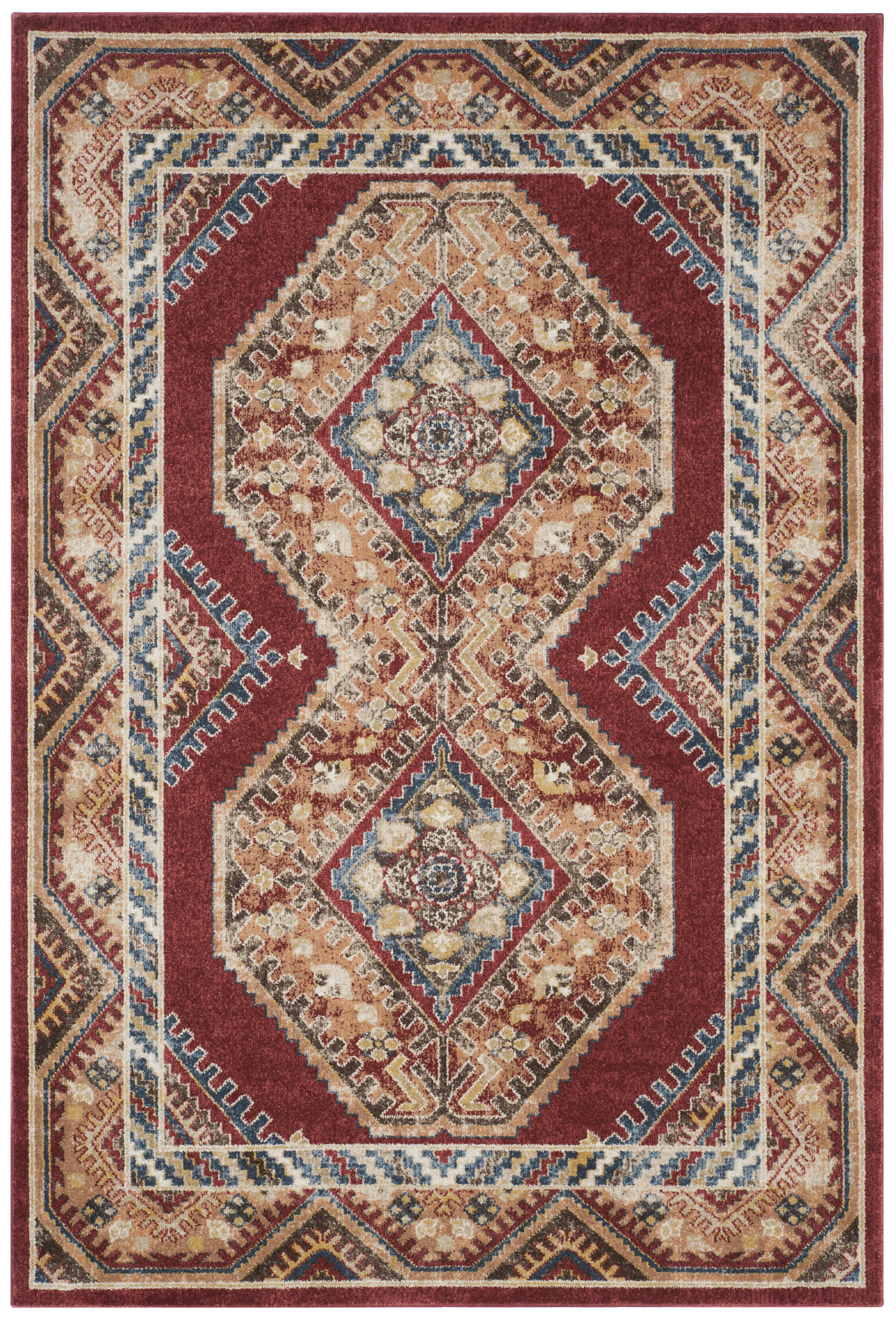 BIJAR - Tapis de salon interieur en rouge & rouille, 160 x 229 cm
