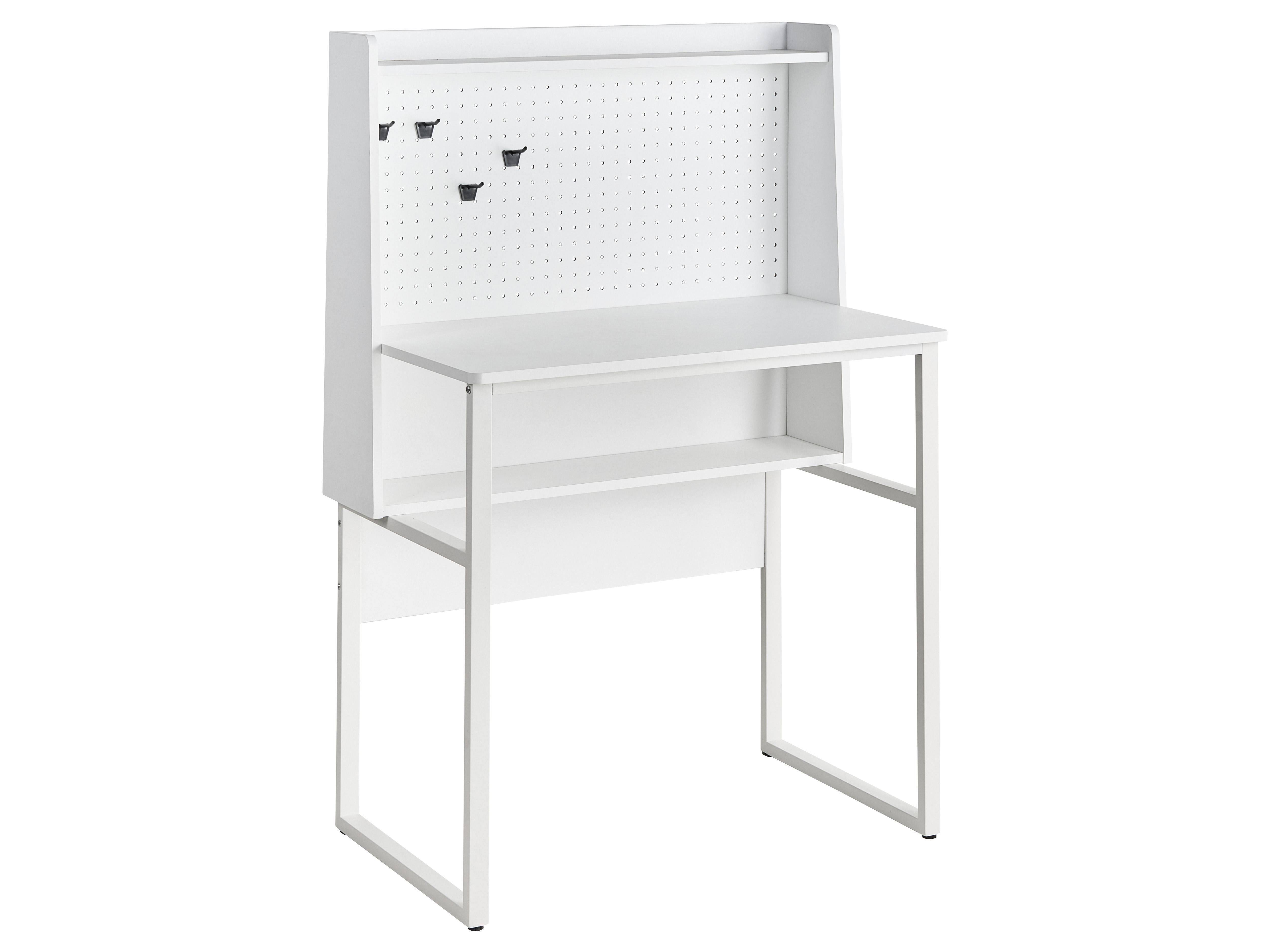 Home Office Desk with Pegboard BUXTON White 84 cm 48 cm