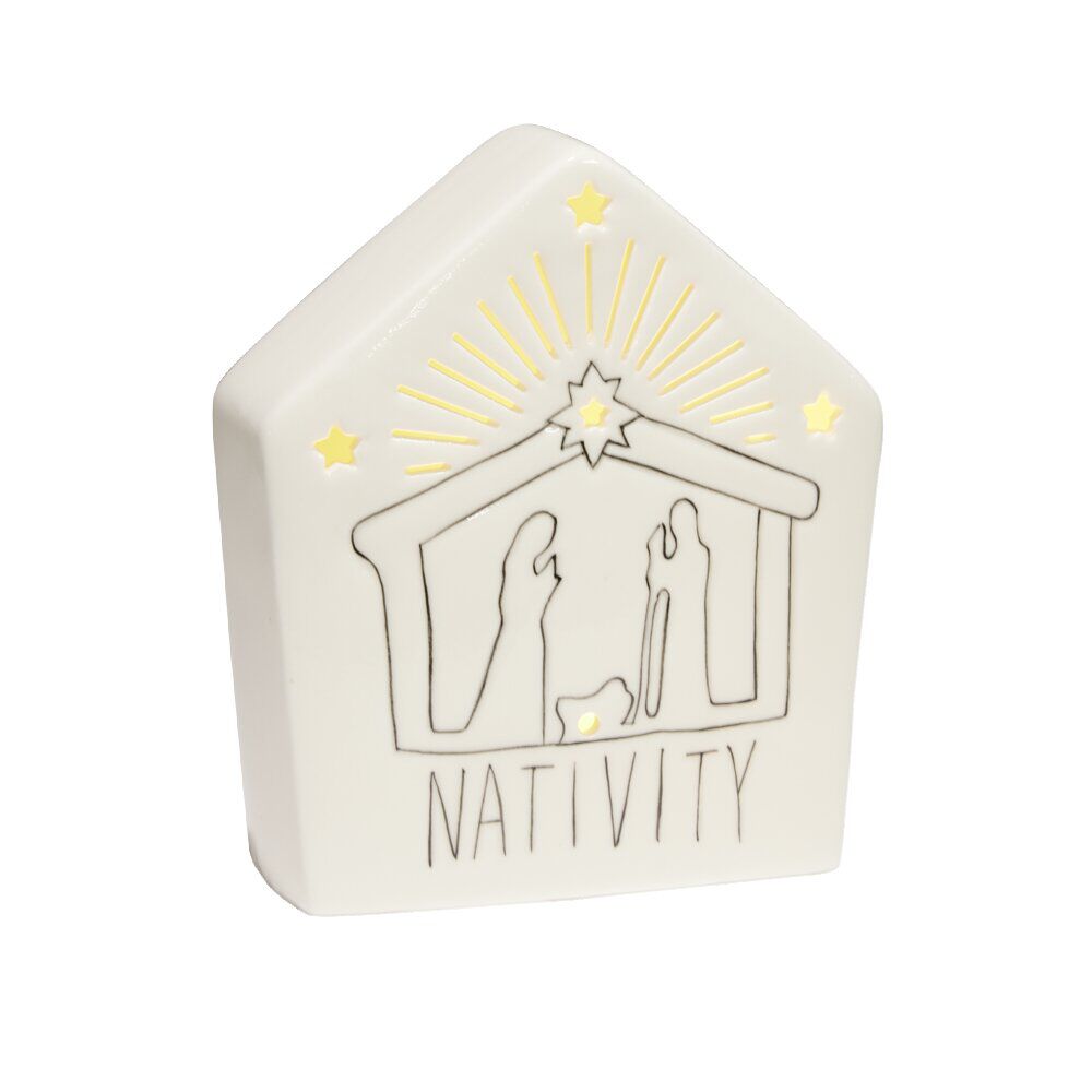 Maison nativité lumineuse en céramique H17cm