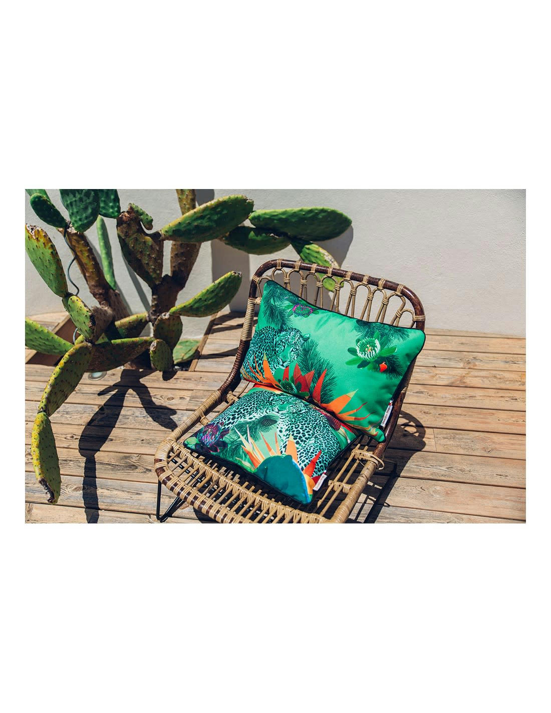 COUSSIN DÉCO - Coussin garni en tissu imprimé 60x40 cm Fauve