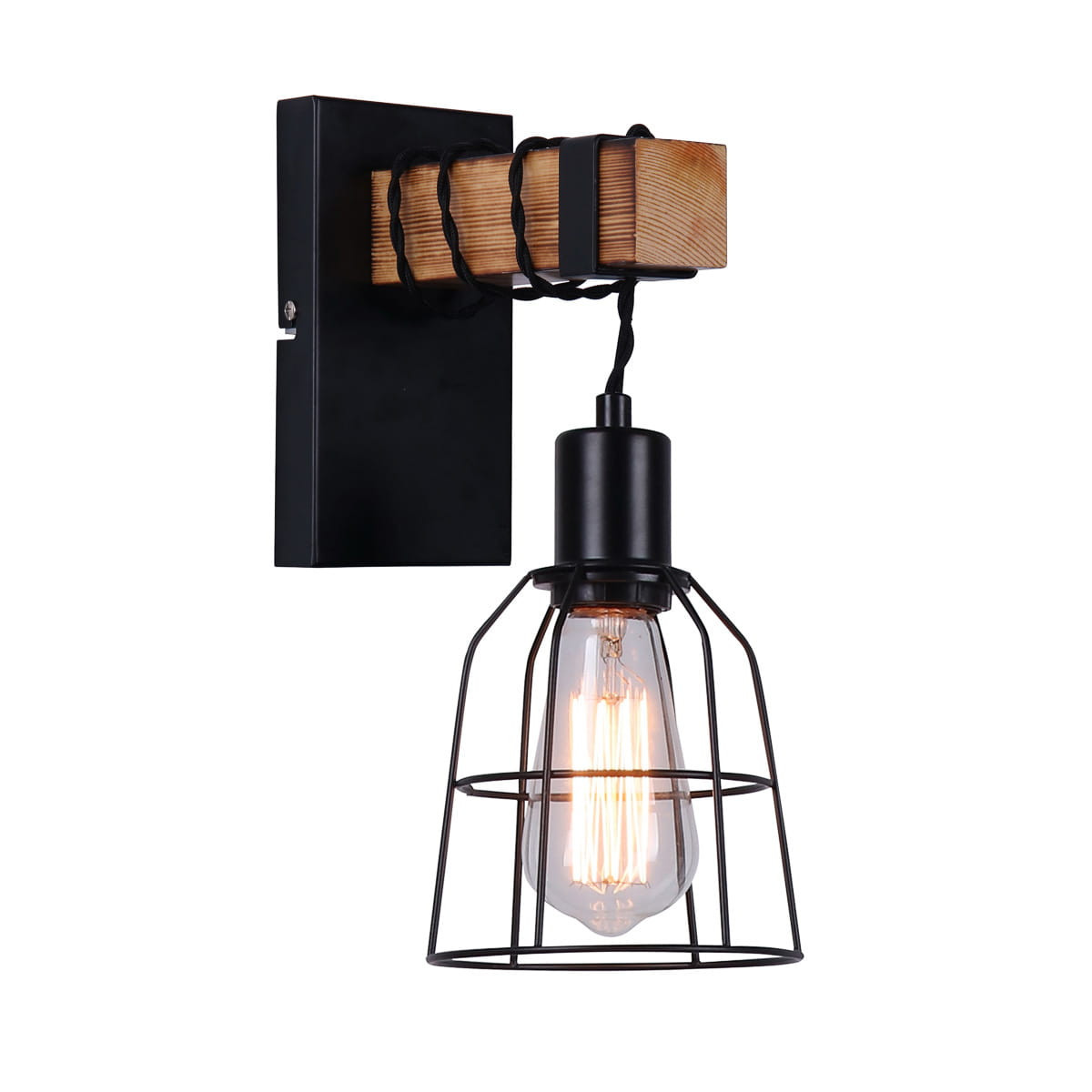 Kinkiet czarny-ciemne drewno PONTE 1xE27x60W wym:32x14x21cm IP20 Italux