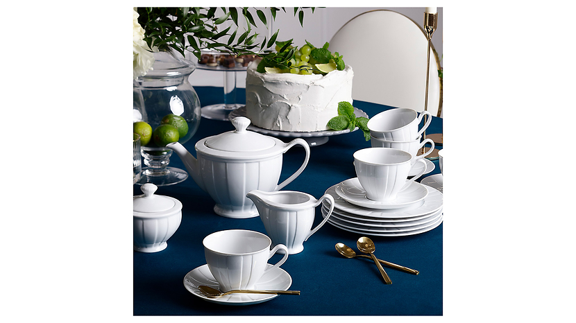 Kompletkawowy Ćmielów Oktawa porcelana 21 el. biały