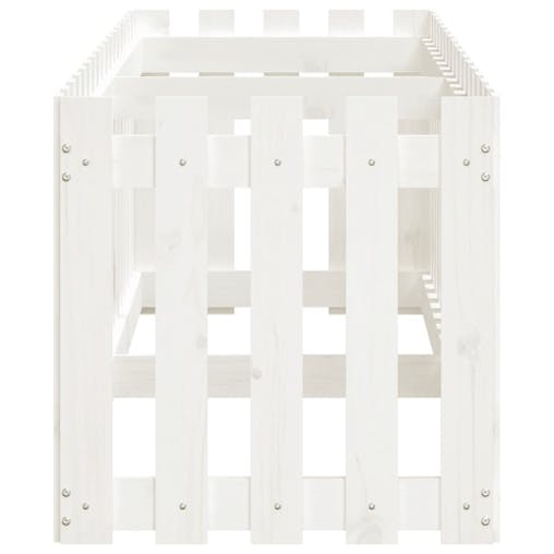 NNEVL Garden Raised Bed with Fence Design White 200x50x50 cm Solid Wood Pine