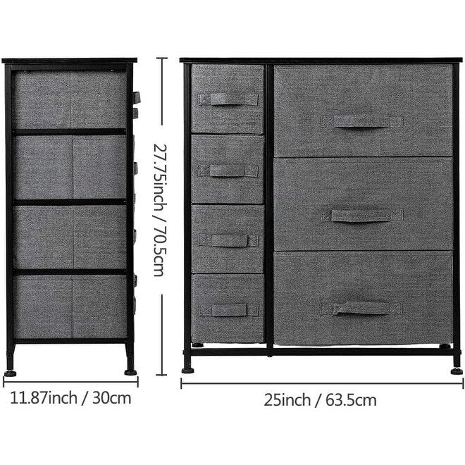 7 Deep Dresser Fabric Storage Drawers Sturdy Steel Frame Closet Drawers Organizer Storage