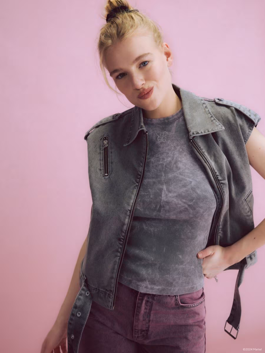 Barbie Denim Vest With Butterfly Detail