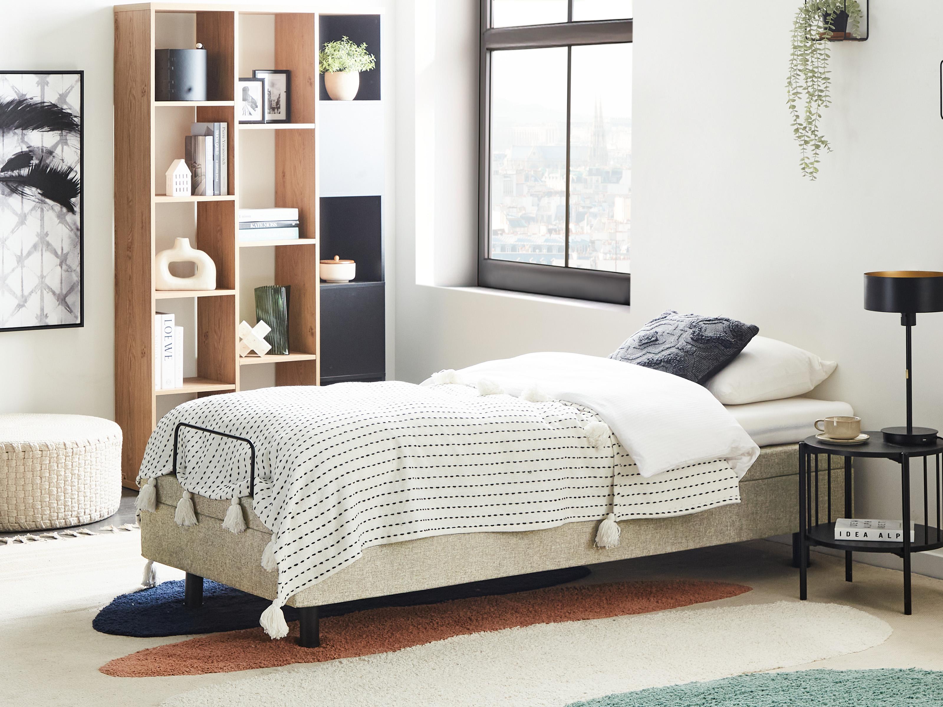 Adjustable Bed without Headboard Fabric CASTELLAN 80 x 200 cm (EU Small Single) Beige