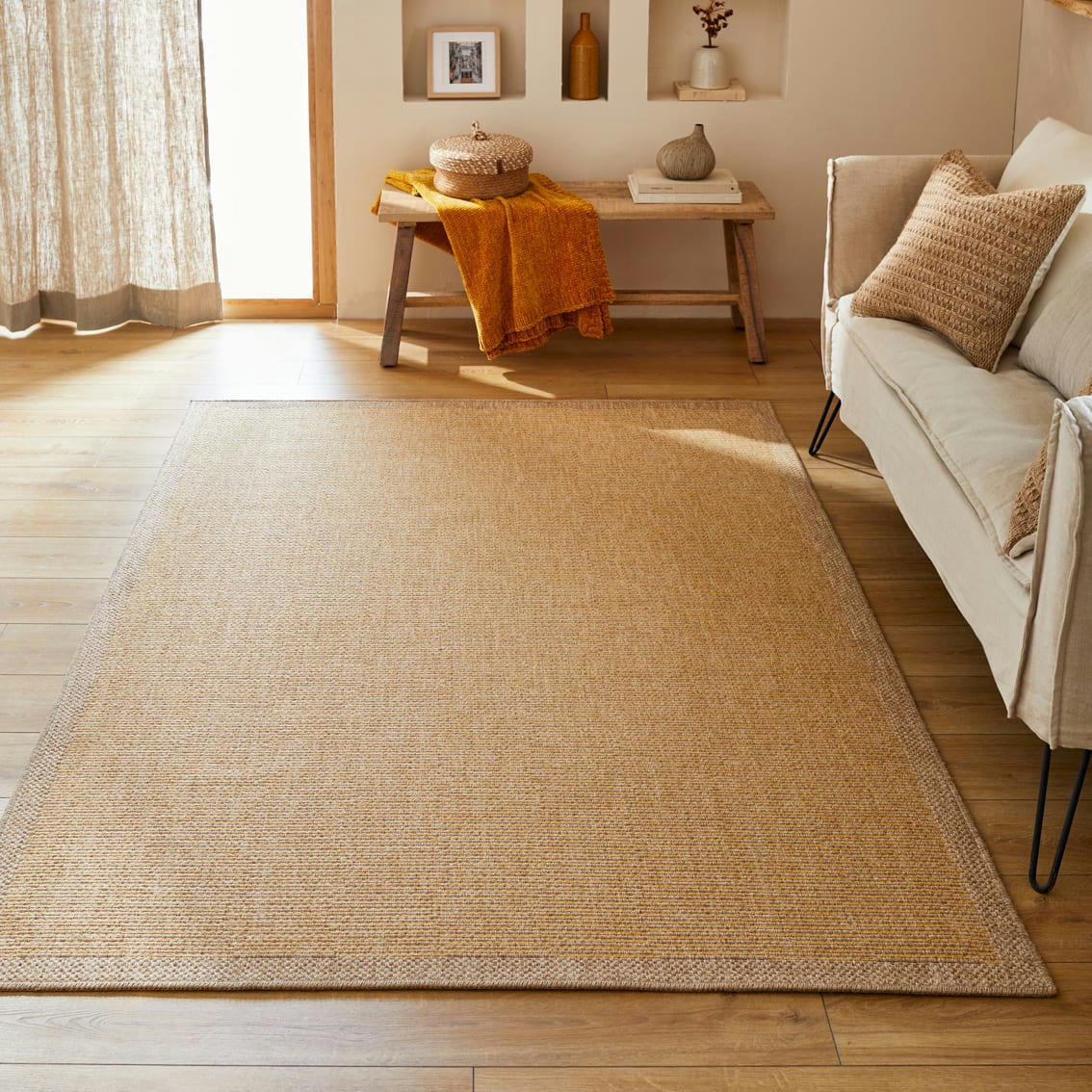 NATURE - Tapis polypropylène aspect jute jaune - 200x290 cm