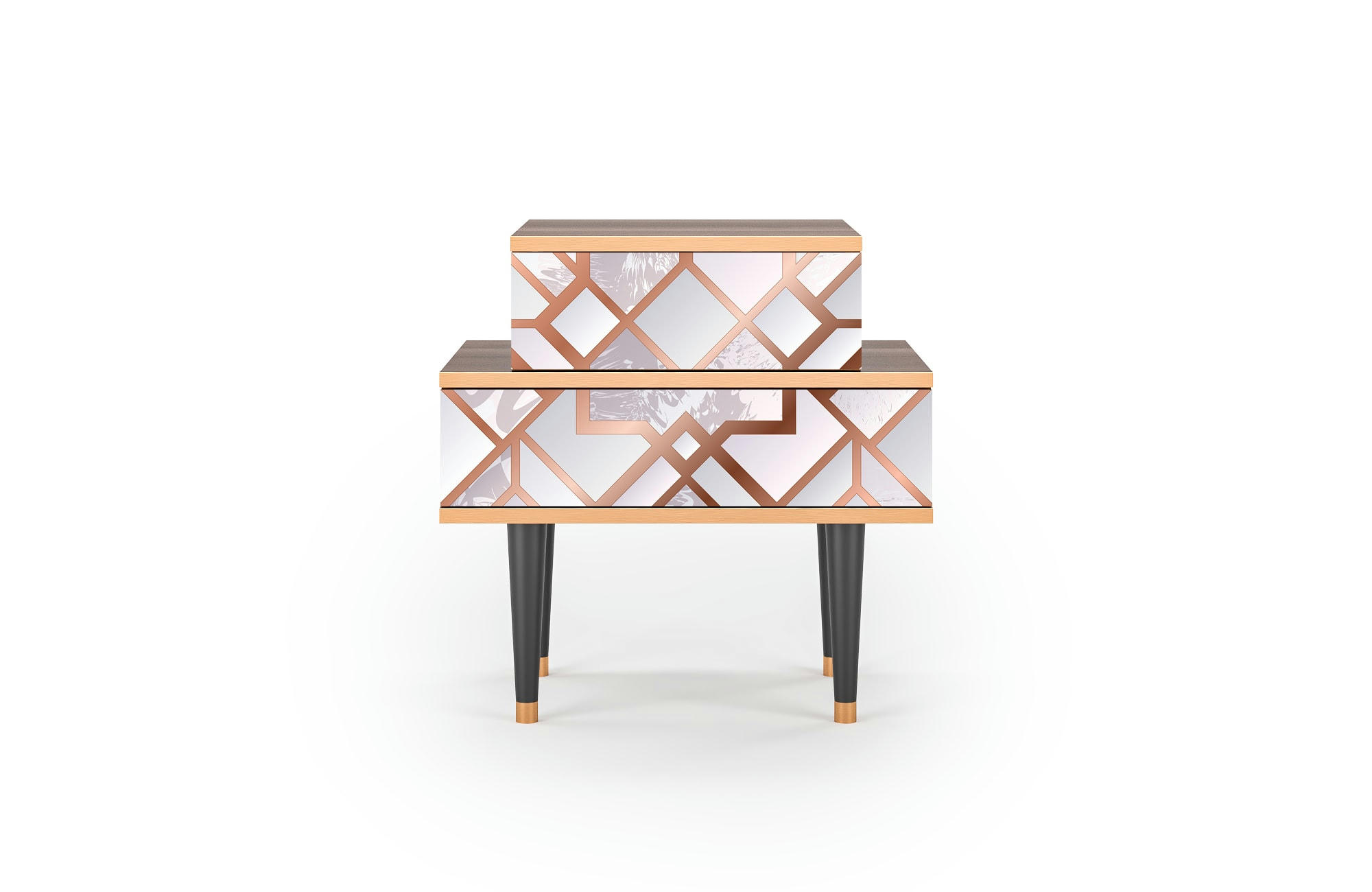 PASTEL FAIRYTALE - Table de chevet rose clair 2 tiroirs L 58 cm