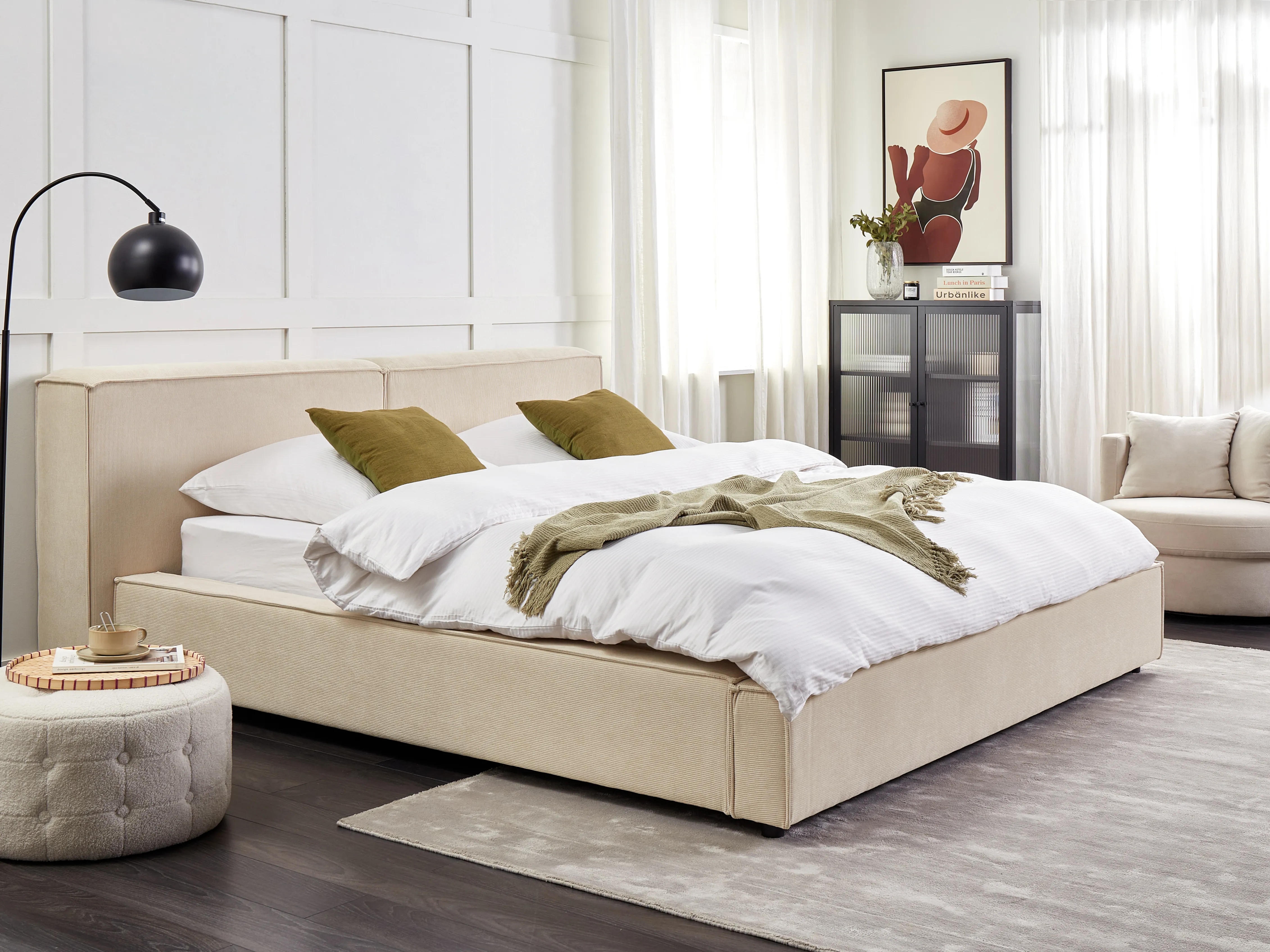 Waterbed Corduroy LINARDS 180 x 200 cm (EU Super King) Beige