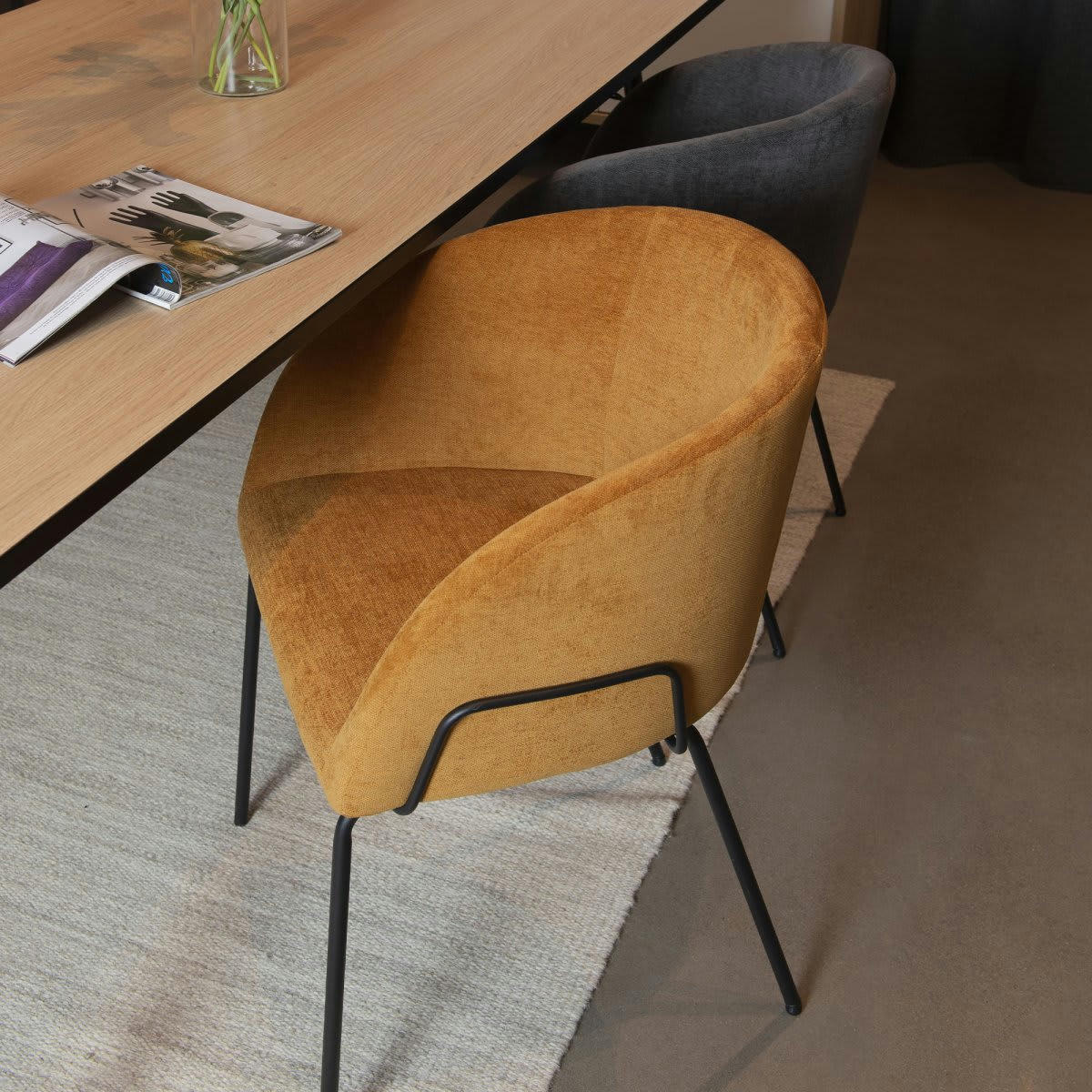 BUDDY - Lot de 2 chaises rembourées avec accoudoirs orange