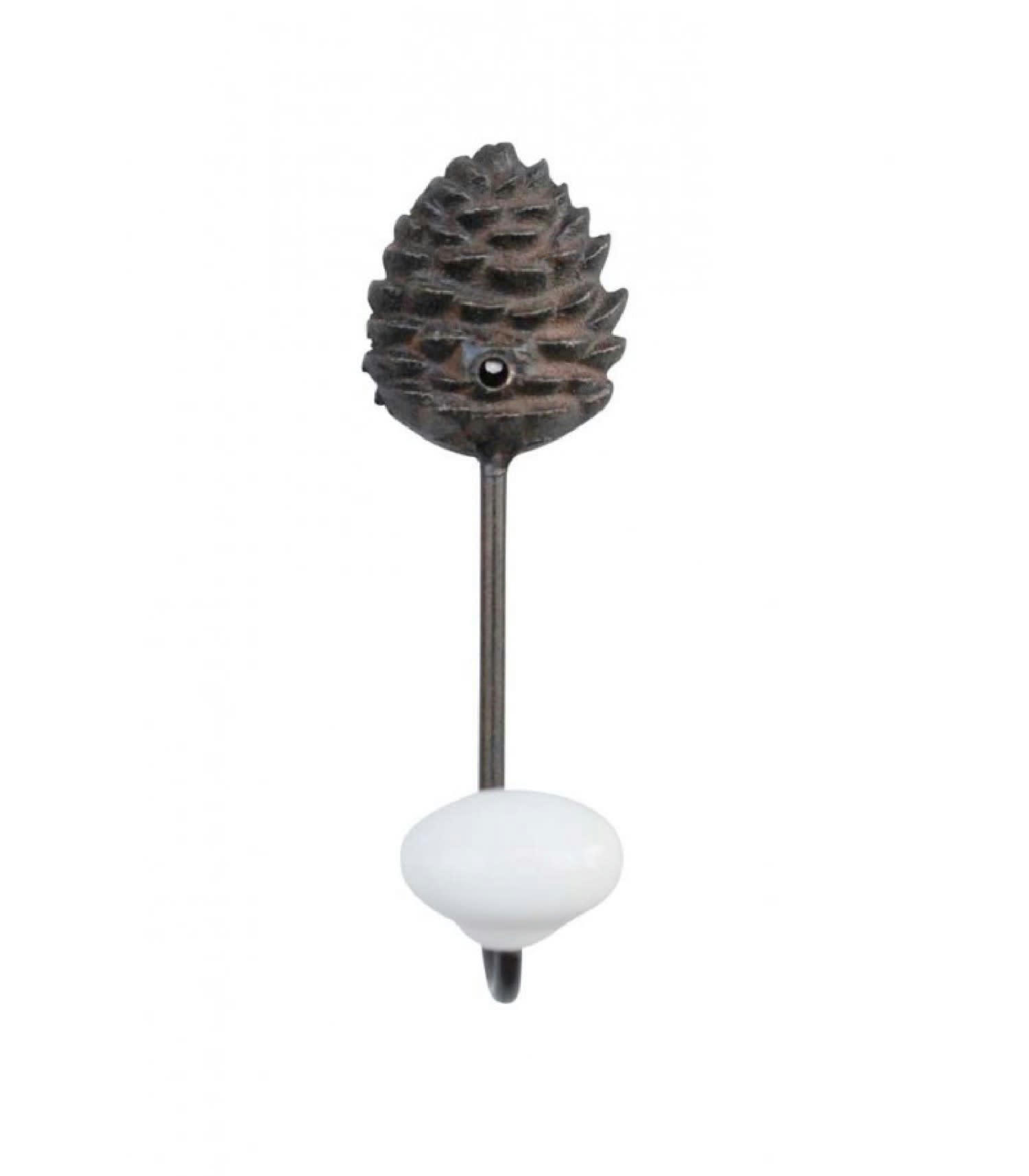POMME DE PIN - Patère crochet en métal marron et céramique