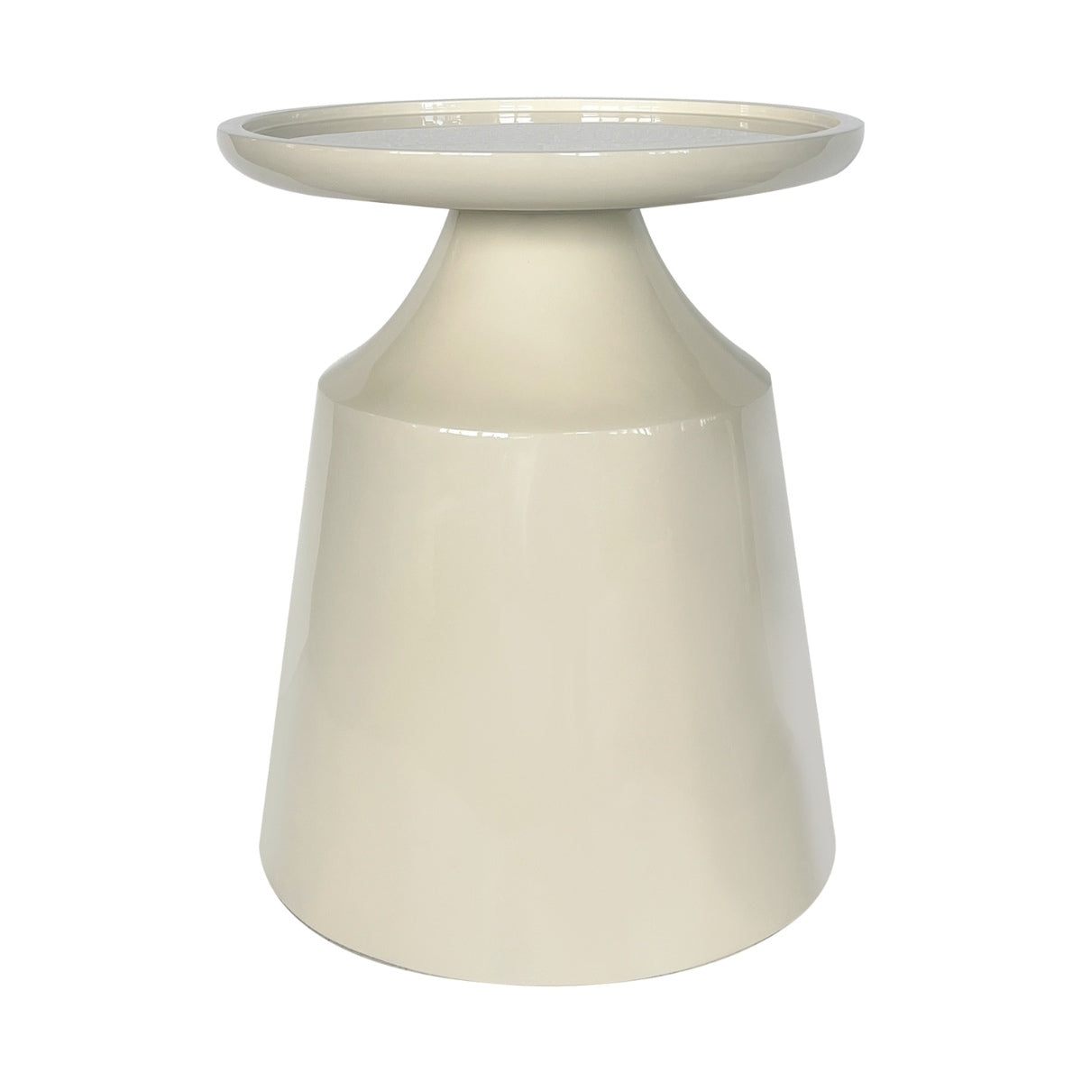 DÉJA Living Bijzettafel Fjell - Rond Crème Glossy MDF - 40x40x50cm