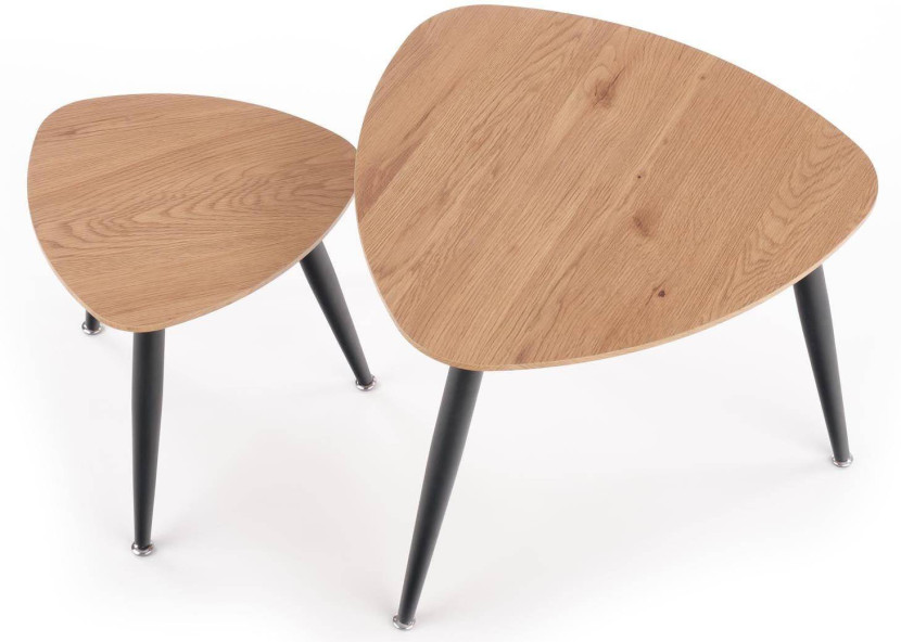 Komplet 2 stolików Nicea Dąb 60x60x49 40x40x41 cm do salonu