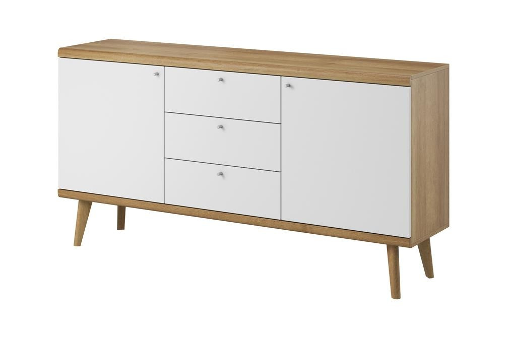 Komoda szuflady szeroka PRIMO 160 cm Biały   Dąb Riviera