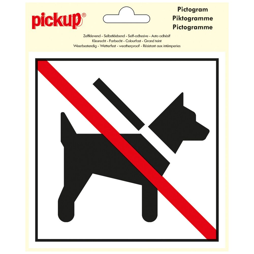 SKILT PICKUP PICTOGRAM HUNDER FORBUDT RUND 15 CM