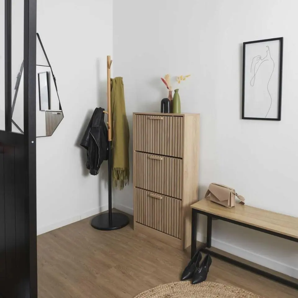 Nordix Schoenenkast met 3 Lades Schoenen Opbergsysteem Bruin Schoenenrek