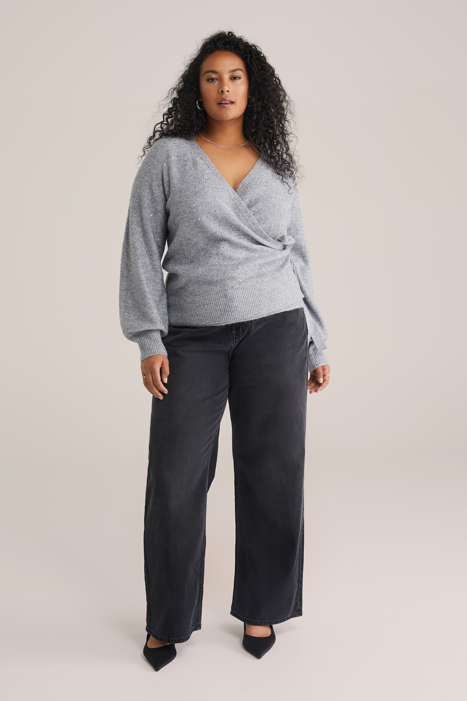 Dames Overslagvest met pailletten - Curve