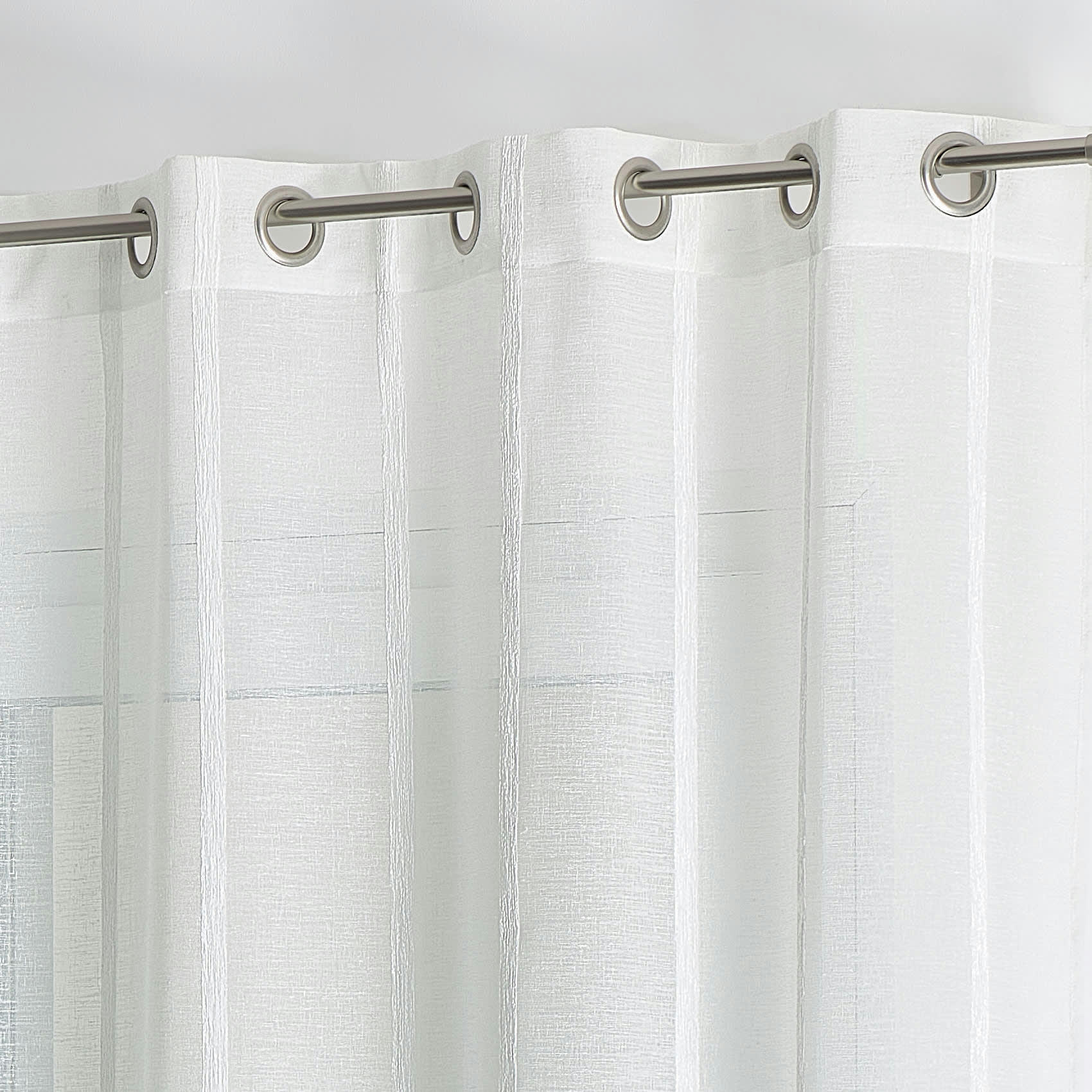 - Voilage tamisant à fines rayures polyester blanc 140x240 cm
