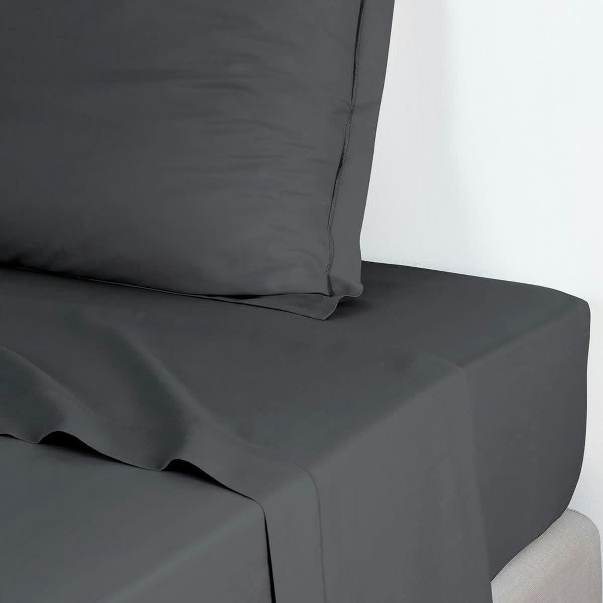 JULIA - Drap plat satin de coton  240x300 gris ardoise