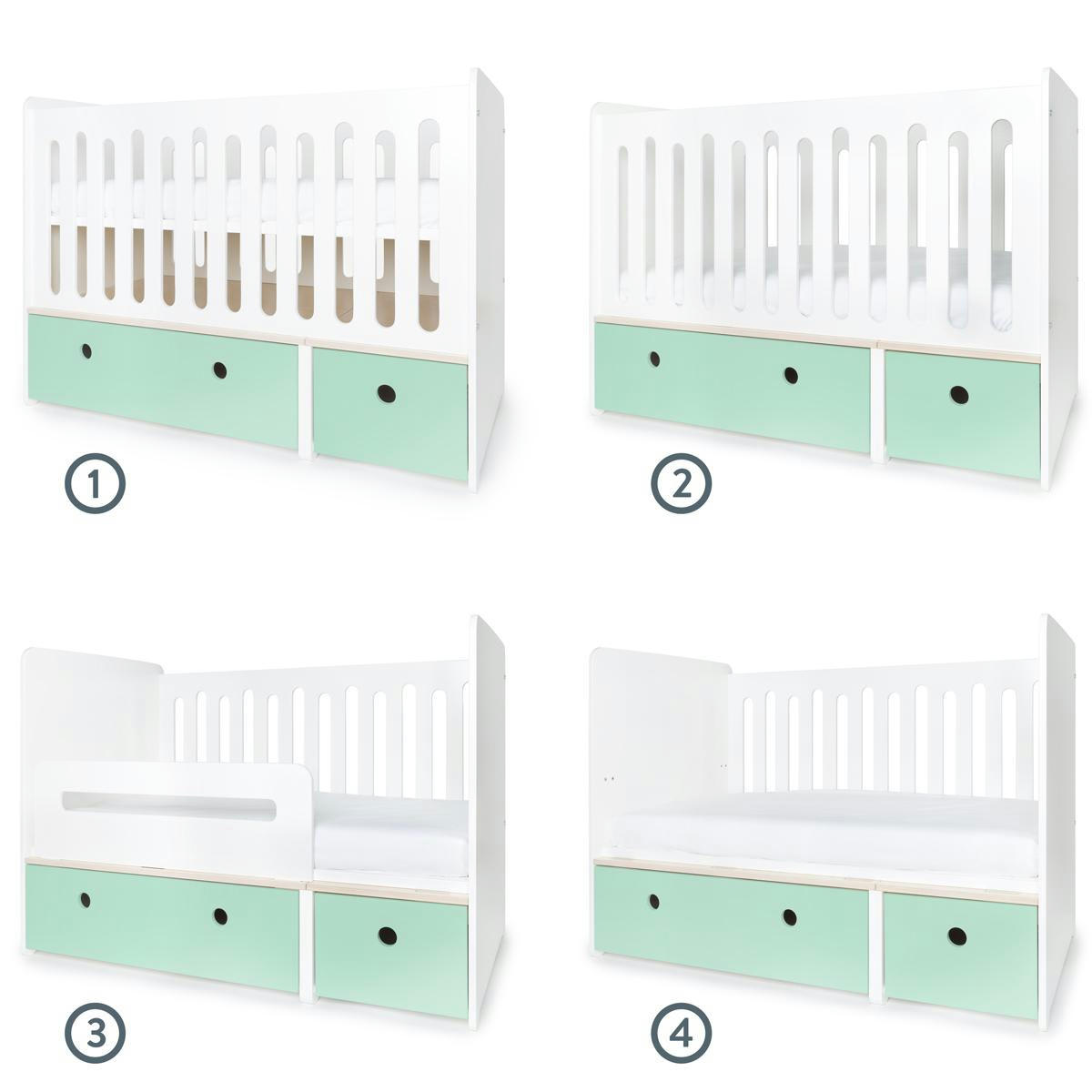 COLORFLEX - Lit bébé évolutif 70x140cm vert menthe