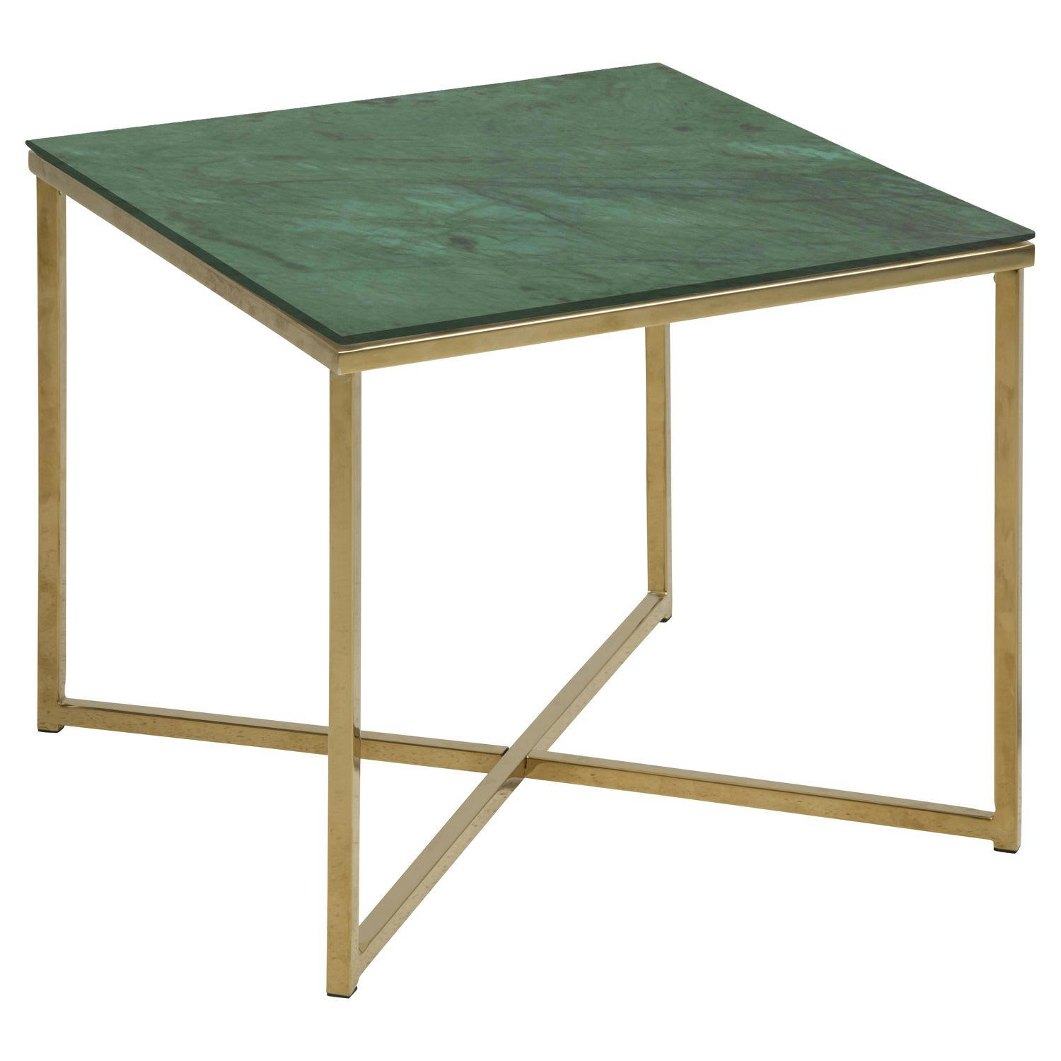 ALYSÉ - Table d’appoint carré en verre et métal vert
