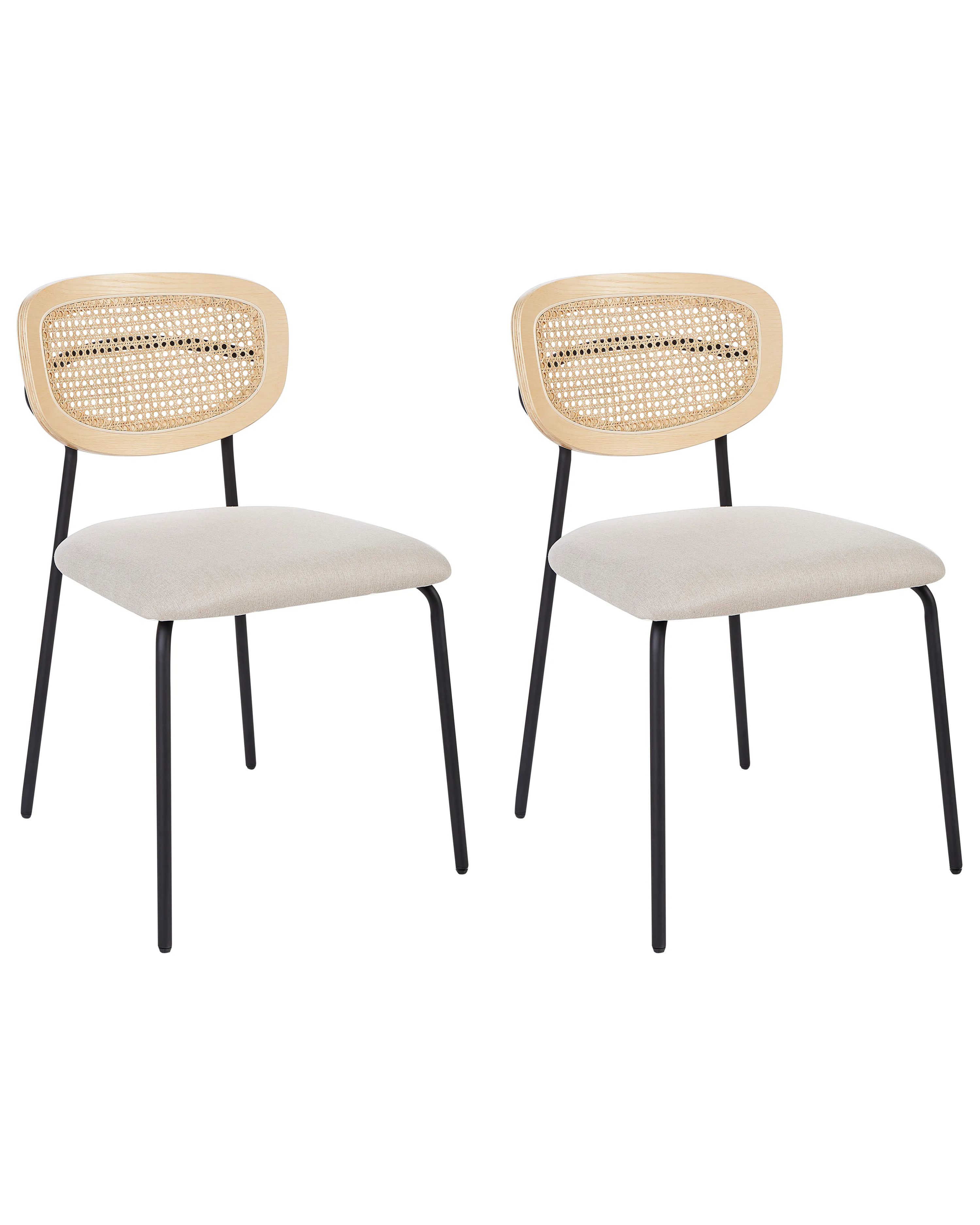 Set of 2 Bar Chairs MAYETTA Rattan Light Beige