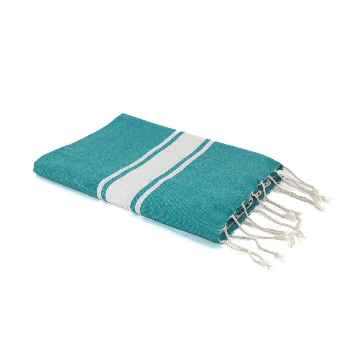 ST TROPEZ - Fouta bande blanche coton  100x200 vert canard
