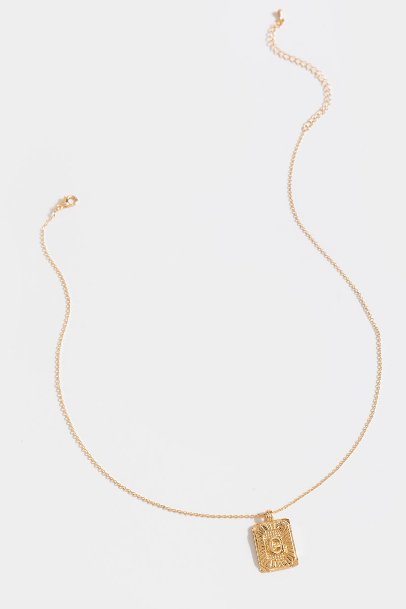 Initial ID Tag Pendant Necklace