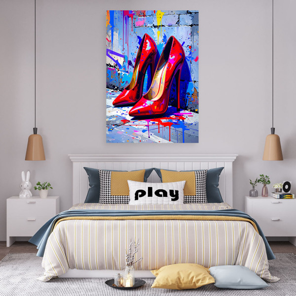 Obraz nowoczesny do sypialni, Czerwone buty szpilki 20x30