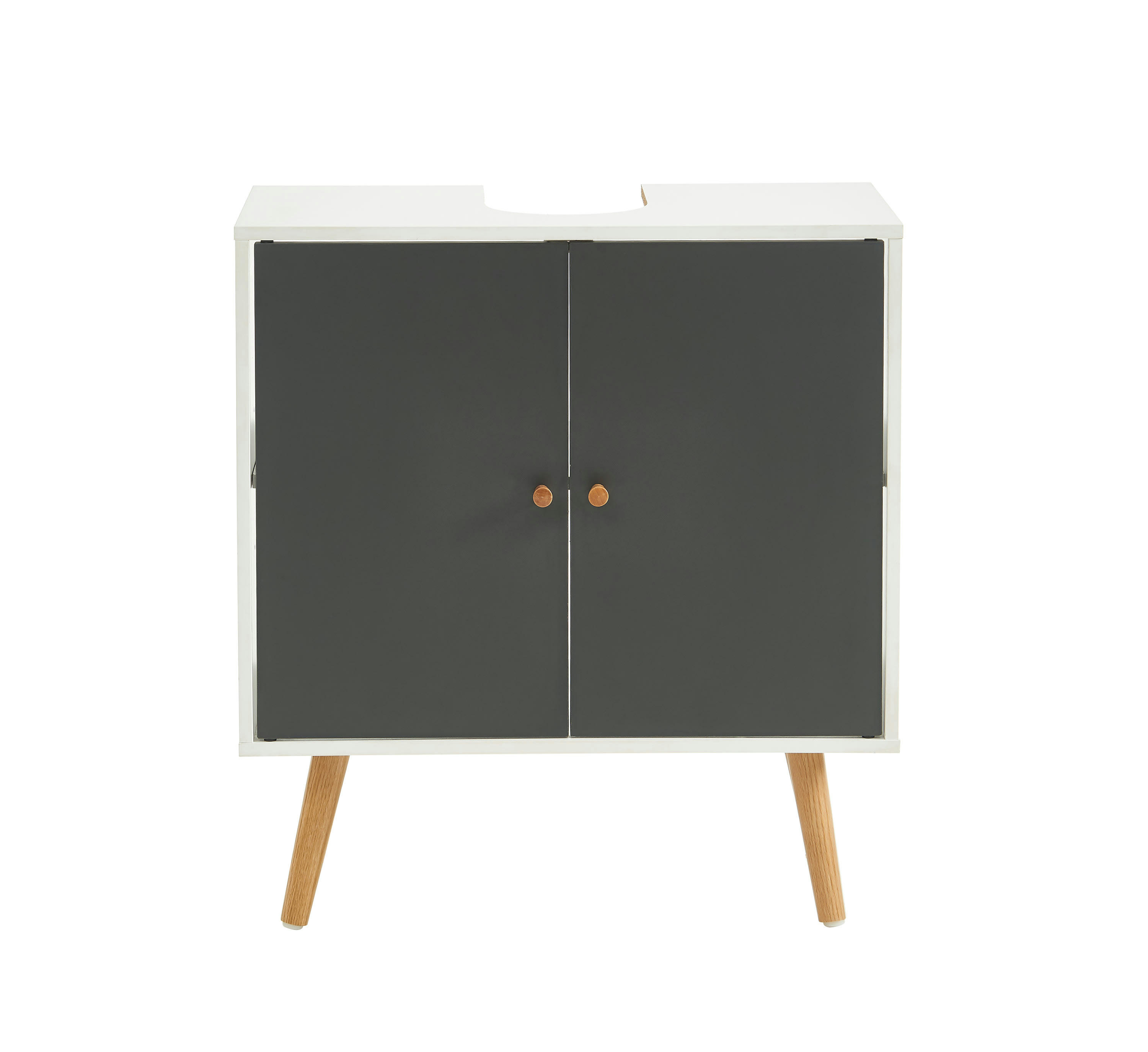 MAX - Meuble sous-vasque   blanc et gris anthracite  2 portes 60cm