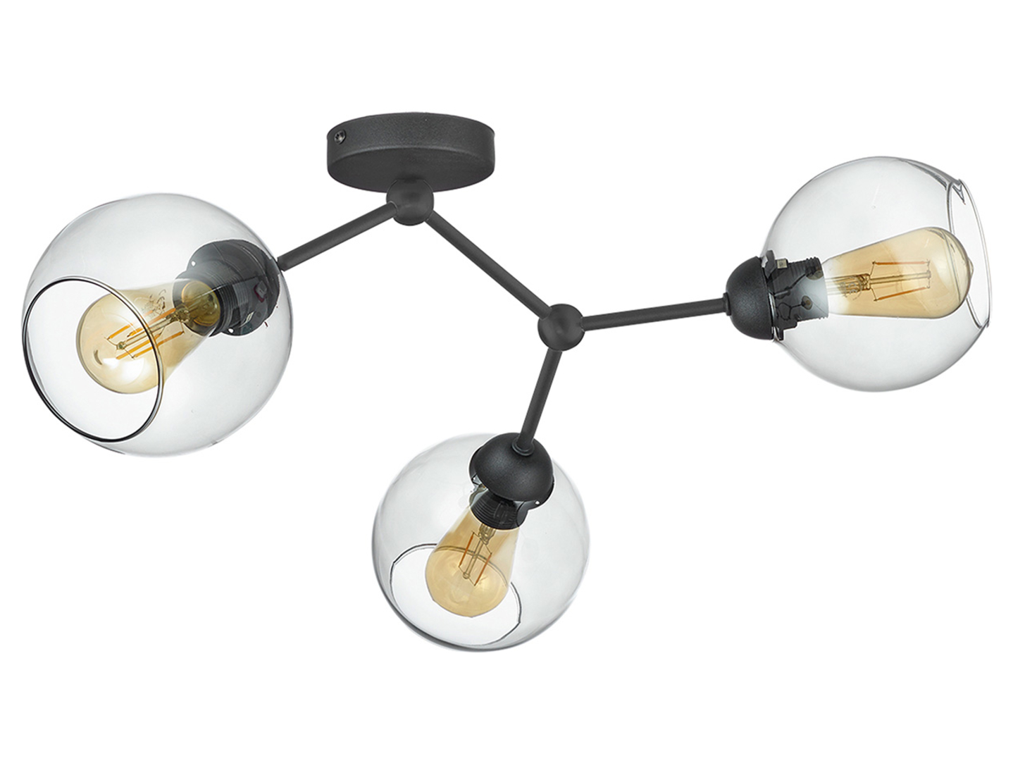 Lampa sufitowa Fairy 3-punktowa czarno-transparentna