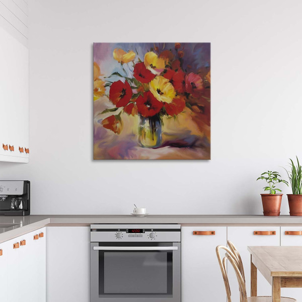 Feeby Obraz na płótnie Bukiet maków w wazonie 30x30