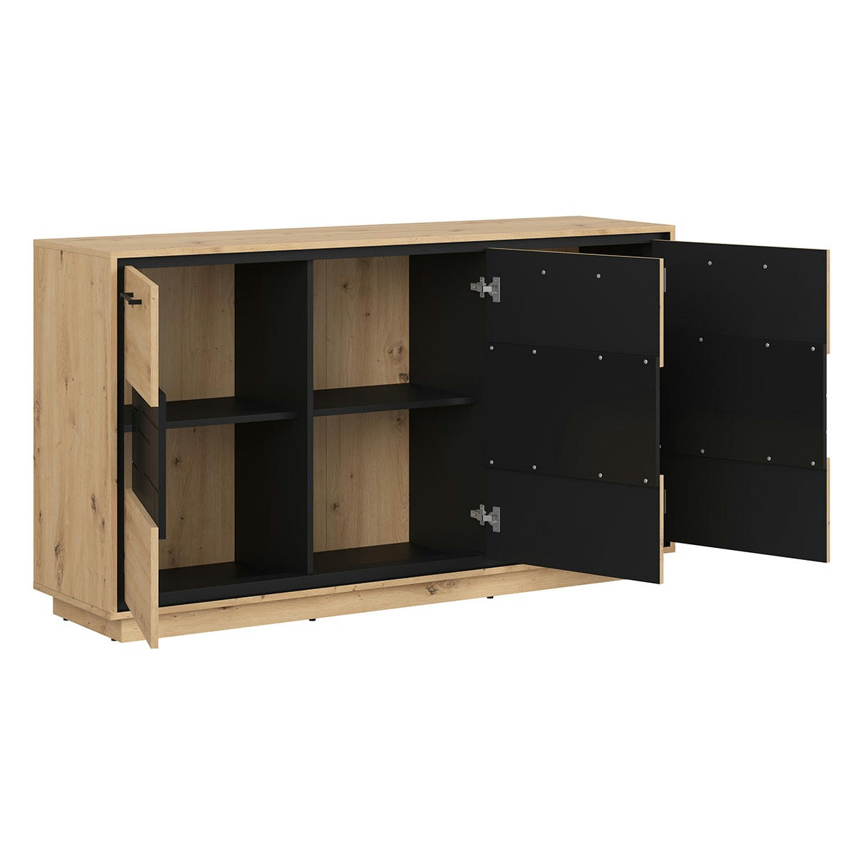 - Buffet 3 portes stratifiés naturel et noir