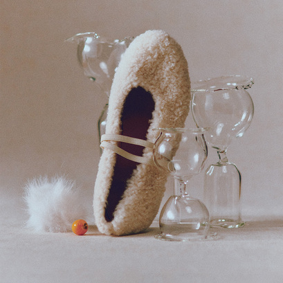 Ballerines à bridesen fluffy ecru | DUVET