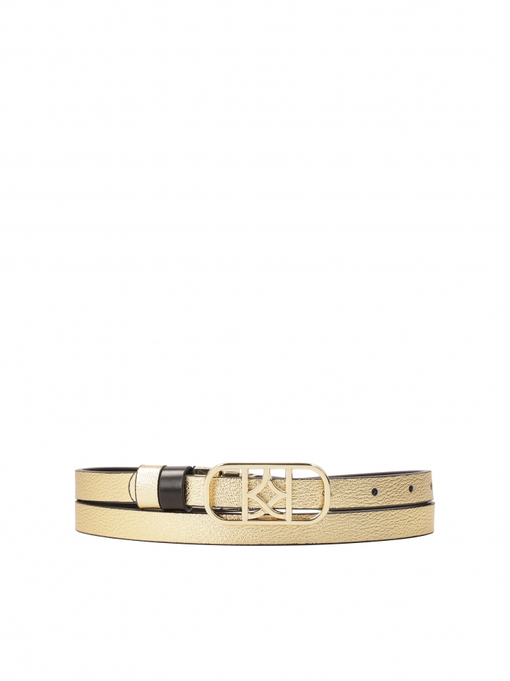 Narrow double-sided belt with decorative buckle